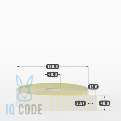 Термотрансферная этикетка 40х12 (рядов 1 по 15 000 шт) Полуглянец в рулоне, втулка 40 мм (к) IQ code