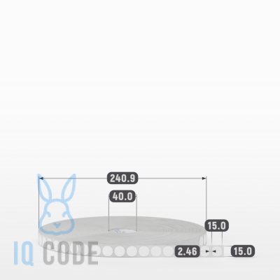 Этикетка самоклеящаяся круглая 15 мм (рядов 1 по 20 000 шт) Термополипропилен белый в рулоне, втулка 40 мм (к) IQ code