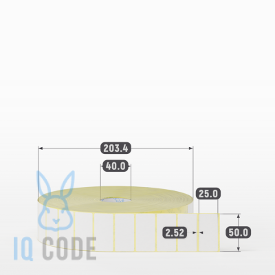 Этикетка самоклеящаяся 50х25 (рядов 1 по 8 000 шт) Termo TOP съёмный клей в рулоне, втулка 40 мм (к) IQ code