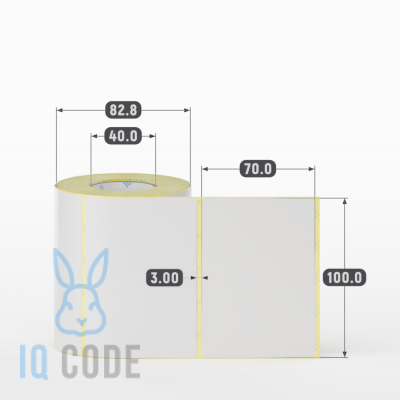 Термотрансферная этикетка 100х70 (рядов 1 по 400 шт) Полуглянец в рулоне, втулка 40 мм (к) IQ code