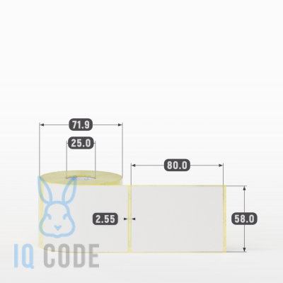 Термоэтикетка ЭКО 58х80, втулка 25 мм (к) (рядов 1 по 300 шт)  IQ code	