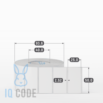 Полипропиленовая этикетка 50х25 белая, втулка 40 мм (к) (рядов 1 по 1500 шт)  IQ code	