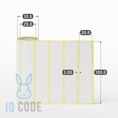 Термоэтикетка ЭКО 100х20 (рядов 1 по 100 шт)  в рулоне, втулка 25 мм (к) IQ code