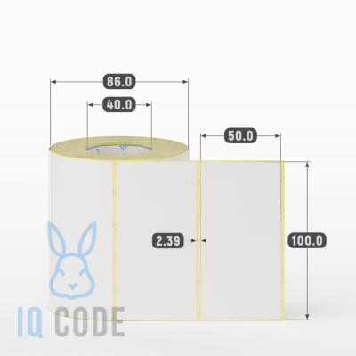 Термоэтикетка ЭКО 100х50 (рядов 1 по 600 шт)  в рулоне, втулка 40 мм (к) IQ code