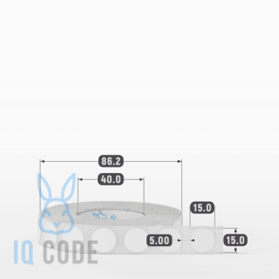 Этикетка самоклеящаяся круглая 15 мм (рядов 1 по 2 000 шт) Термополипропилен белый в рулоне, втулка 40 мм (к) IQ code