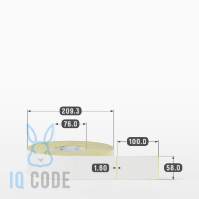 Термоэтикетка ТОП 58х100, втулка 76 мм (к) (рядов 1 по 2000 шт)  IQ code	