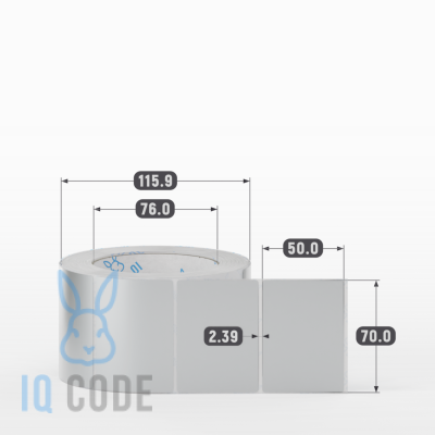 Этикетка 70х50, втулка 76 мм (к) (рядов 1 по 1000 шт) PET Matt Silver  IQ code	