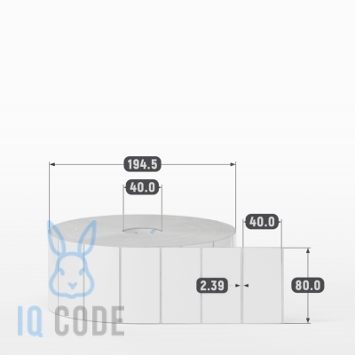 Этикетка самоклеящаяся 80х40 (рядов 1 по 5 000 шт) Полипропилен белый в рулоне, втулка 40 мм (к) IQ code