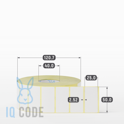 Термоэтикетка ТОП 50х25 (рядов 1 по 2 580 шт)  в рулоне, втулка 40 мм (к) IQ code
