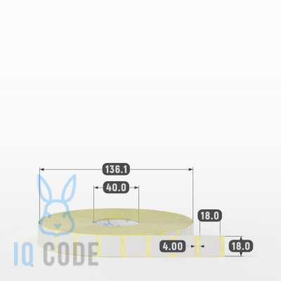Термотрансферная этикетка 18х18 (рядов 1 по 5 000 шт) Полуглянец в рулоне, втулка 40 мм (к) IQ code