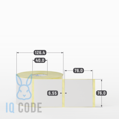 Термотрансферная этикетка 76х76 (рядов 1 по 1 000 шт) Полуглянец в рулоне, втулка 40 мм (к) IQ code
