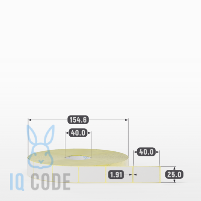 Термотрансферная этикетка 25х40 (рядов 1 по 3 000 шт) Полуглянец в рулоне, втулка 40 мм (к) IQ code