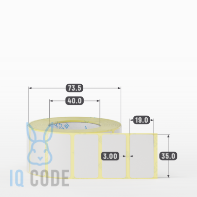Термотрансферная этикетка 35х19 (рядов 1 по 1 000 шт) Полуглянец в рулоне, втулка 40 мм (к) IQ code