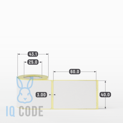 Термоэтикетка ЭКО 40х60 (рядов 1 по 100 шт)  в рулоне, втулка 25 мм (к) IQ code
