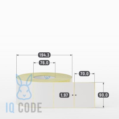 Термотрансферная этикетка  90х70 полуглянцевая, втулка 76 мм (к) (рядов 1 по 2500 шт) IQ code	