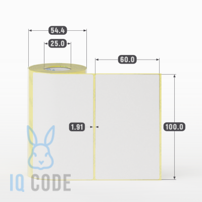 Термоэтикетка ЭКО 100х60 (рядов 1 по 200 шт)  в рулоне, втулка 25 мм (к) IQ code