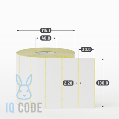Термоэтикетка ЭКО 100х30, втулка 40 мм (к) (рядов 1 по 2000 шт)  IQ code	