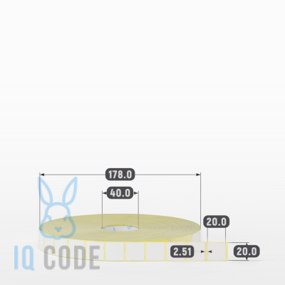 Термоэтикетка ЭКО 20х20, втулка 40 мм (к) (рядов 1 по 8000 шт)  IQ code	
