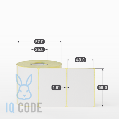 Термоэтикетка ЭКО 58х40 (рядов 1 по 500 шт)  в рулоне, втулка 25 мм (к) IQ code