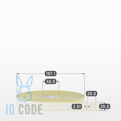 Термоэтикетка ТОП 20х20, втулка 40 мм (к) (рядов 1 по 6800 шт)  IQ code	