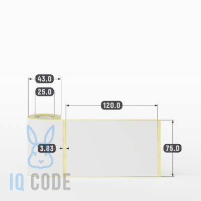 Термоэтикетка ЭКО 75х120 (рядов 1 по 50 шт)  в рулоне, втулка 25 мм (к) IQ code