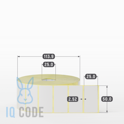 Термотрансферная этикетка 50х25 (рядов 1 по 2 580 шт) Полуглянец в рулоне, втулка 25 мм (к) IQ code