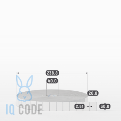 Этикетка самоклеящаяся 30х20 (рядов 1 по 15 000 шт) Полипропилен матовый в рулоне, втулка 40 мм (к) IQ code