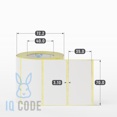 Термоэтикетка ТОП 70х35, втулка 40 мм (к) (рядов 1 по 500 шт)  IQ code	