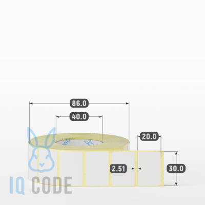 Термоэтикетка ЭКО 30х20 (рядов 1 по 1 500 шт)  в рулоне, втулка 40 мм (к) IQ code