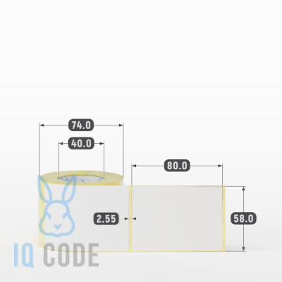 Термоэтикетка ЭКО 58х80 (рядов 1 по 250 шт)  в рулоне, втулка 40 мм (к) IQ code