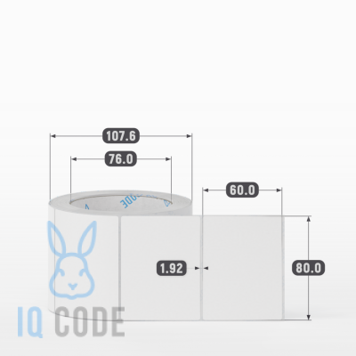 Матовая этикетка полипропилен 80х60, втулка 76 мм (к) (рядов 1 по 500 шт)  IQ code	
