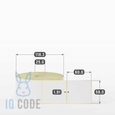 Термоэтикетка ЭКО 58х60, втулка 25 мм (к) (рядов 1 по 1200 шт)  IQ code	