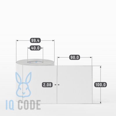 Матовая этикетка полипропилен 100х90, втулка 40 мм (к) (рядов 1 по 500 шт)  IQ code	