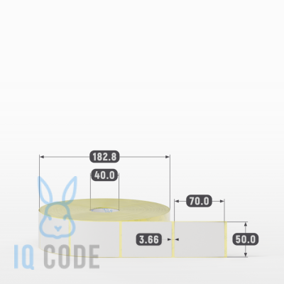Термотрансферная этикетка 50х70 (рядов 1 по 2 500 шт) Полуглянец в рулоне, втулка 40 мм (к) IQ code