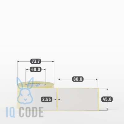 Термотрансферная этикетка 45х80 (рядов 1 по 250 шт) Полуглянец в рулоне, втулка 40 мм (к) IQ code