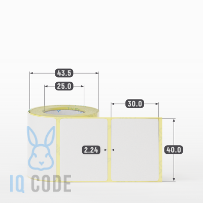 Термоэтикетка ЭКО 40х30, втулка 25 мм (к) (рядов 1 по 200 шт)  IQ code	