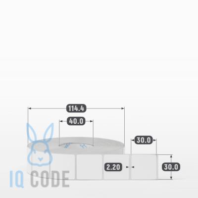 Этикетка самоклеящаяся 30х30 (рядов 1 по 2 000 шт) Полипропилен матовый в рулоне, втулка 40 мм (к) IQ code