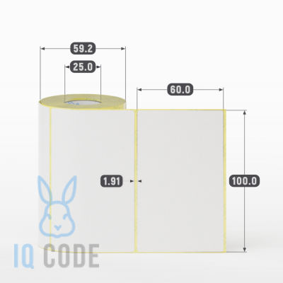 Термоэтикетка ЭКО 100х60 (рядов 1 по 250 шт)  в рулоне, втулка 25 мм (к) IQ code