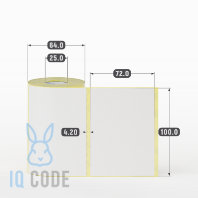 Термоэтикетка ЭКО 100х72, втулка 25 мм (к) (рядов 1 по 250 шт)  IQ code	