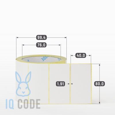 Термоэтикетка ЭКО 80х40, втулка 76 мм (к) (рядов 1 по 500 шт)  IQ code	