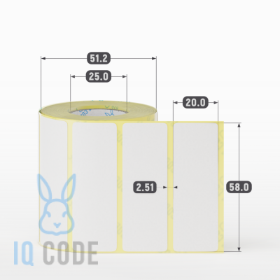 Термоэтикетка ЭКО 58х20, втулка 25 мм (к) (рядов 1 по 500 шт)  IQ code	