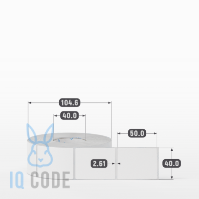 Этикетка самоклеящаяся 40х50 (рядов 1 по 1 000 шт) Полипропилен матовый в рулоне, втулка 40 мм (к) IQ code