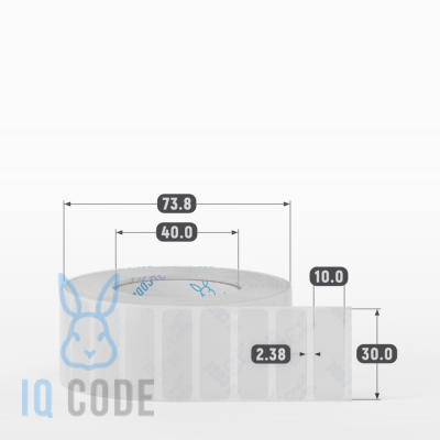 Этикетка самоклеящаяся 30х10 (рядов 1 по 2 000 шт) Прозрачный полипропилен в рулоне, втулка 40 мм (к) IQ code