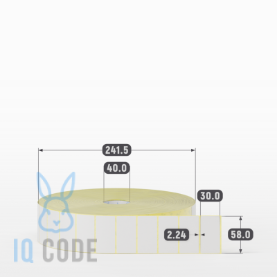 Термотрансферная этикетка  58х30 полуглянцевая, втулка 40 мм (к) (рядов 1 по 10020 шт) IQ code	