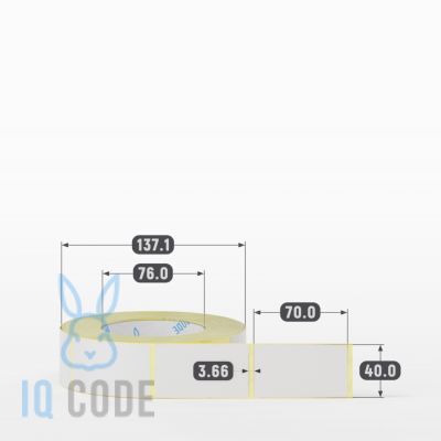 Термотрансферная этикетка 40х70 (рядов 1 по 1 000 шт) Полуглянец в рулоне, втулка 76 мм (к) IQ code