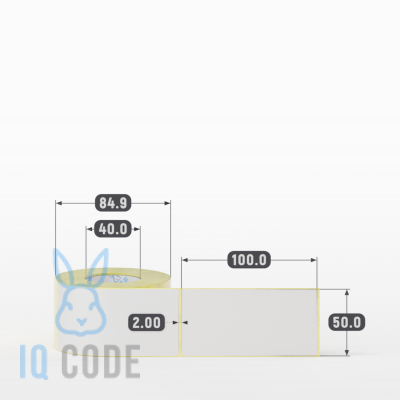 Термотрансферная этикетка 50х100 (рядов 1 по 300 шт) Полуглянец в рулоне, втулка 40 мм (к) IQ code