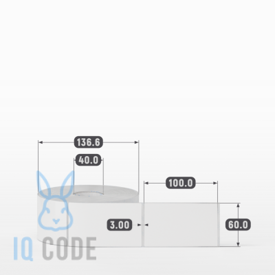 Этикетка самоклеящаяся 60х100 (рядов 1 по 1 000 шт) Полипропилен белый deep freeze в рулоне, втулка 40 мм (к) IQ code