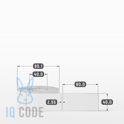 Этикетка самоклеящаяся 40х80 (рядов 1 по 500 шт) Полипропилен матовый в рулоне, втулка 40 мм (к) IQ code
