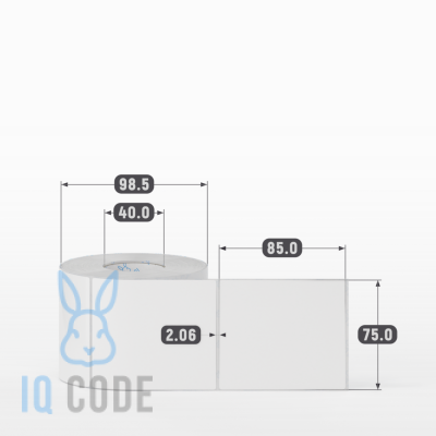 Этикетка самоклеящаяся 75х85 (рядов 1 по 500 шт) Полипропилен белый в рулоне, втулка 40 мм (к) IQ code