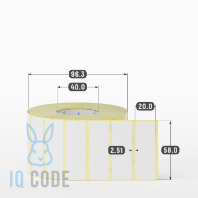 Термоэтикетка ЭКО 58х20, втулка 40 мм (к) (рядов 1 по 2000 шт)  IQ code	